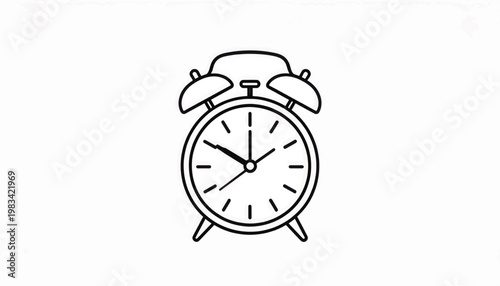 Simple Black Outline of Alarm Clock.