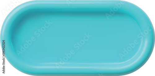 A 3D icon of a blue oval capsule-shaped button with a center depression.