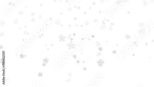 Minimalist white snowflakes falling on light background, delicate winter snow pattern, soft festive holiday texture for seasonal greeting cards isolated on White Background