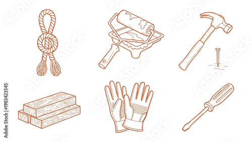 Handyman's Toolkit: A collection of essential handyman tools, meticulously illustrated, ready for any project, a craftsman's trusted companions.