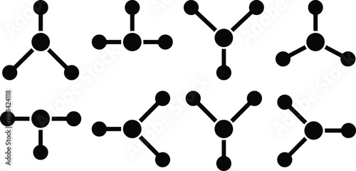 Collection of Abstract Molecular Structure Icons illustration node