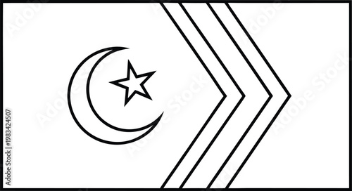 Minimalist pakistan crescent moon and star label pakistan flag symbol
