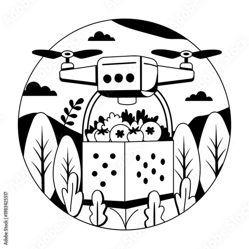 A glyph style illustration showing smart delivery