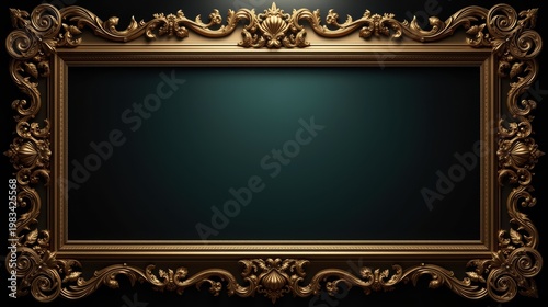 A highly decorative and ornate gothic style picture frame with intricate scrollwork and detail. isolated on white background