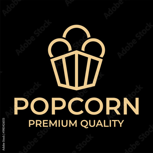 Popcorn logo vector illustration design letter isolated hand draw