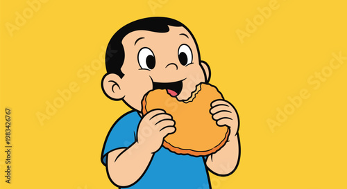 Happy Boy Eating Cookie.