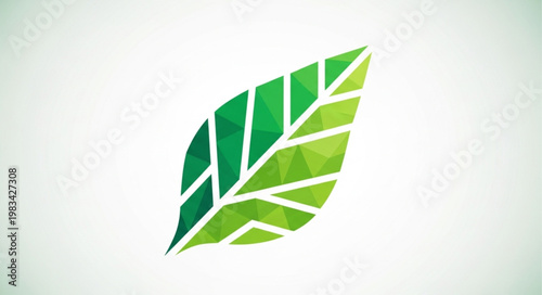 Stylized Green Segmented Leaf Illustration Emblem Icon.