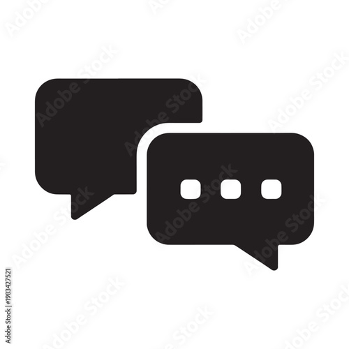 Two overlapping black speech bubbles with ellipsis points shown