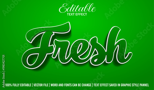 Fresh Text Effect Editsble 3D Illustration Vector
