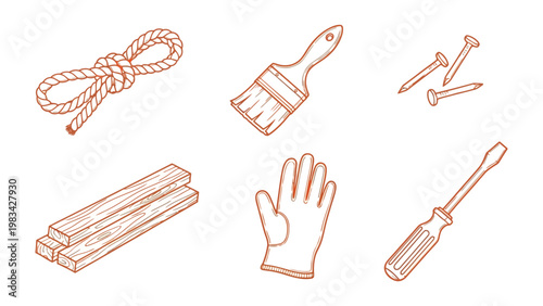 Tools of the Trade: A collection of essential carpentry tools, artfully arranged, hints at the craft of woodworking and home improvement.