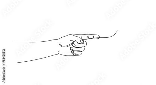 Continuous single line art of a human hand pointing sideways or directing