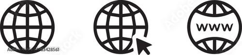 Global internet connection icons with earth globe cursor and www symbol
