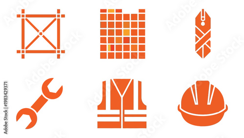 Construction Icon Set: A comprehensive collection of construction-related icons, each meticulously designed to represent essential tools and elements within the industry.
