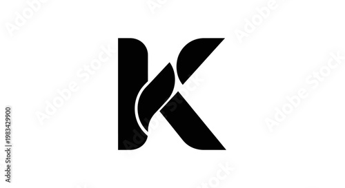 Photos Abstract letter k logo design with leaf element on white background