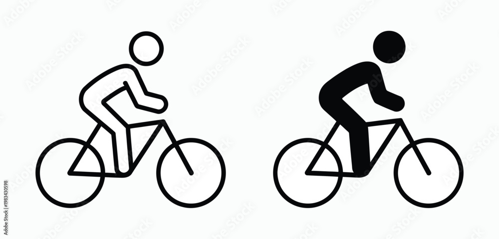 Obraz premium Bicycle Rider Doodle Icon Set – Editable Outline Stroke Vector