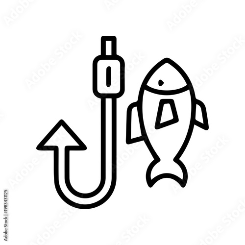 Fishing Hook and Fish Icon