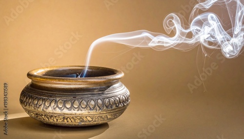 Clay Pot with Rising Smoke – Ritual Visual for Editorial, Lifestyle, or Spiritual Branding Themes