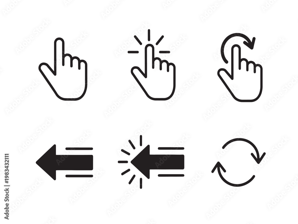 Fototapeta premium hand gestures direction control signs flat design vector illustration