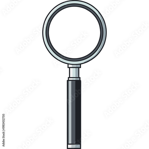A magnifying glass is shown on a surface in a close-up view.