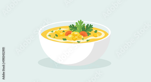 Healthy Corn Soup Bowl - Delicious Vegetarian Food.