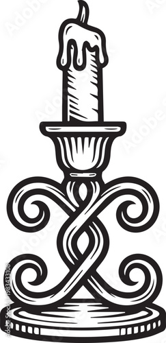 Elegant Wrought-Iron Candlestick Holder with Beeswax Candle – Timeless Home Decor, Rustic Aesthetic, Luxury Interior Design, Minimalist Vintage Accent, Cozy Living Room Decoration