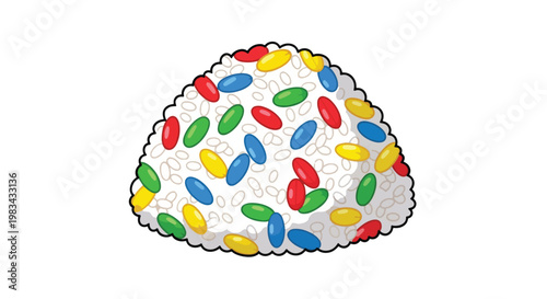 Colorful Onigiri Rice Ball with Sprinkles Japanese Food.