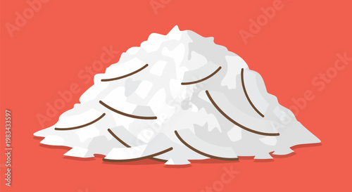 Pile of Sugar Crystals on Red Background Sweet Ingredient.