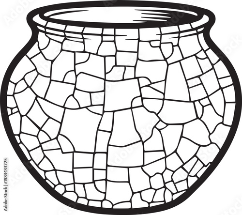 Handcrafted Clay Pot with Crackle Texture Vector Icon Perfect for Pottery Artisans, Ceramic Designers, DIY Home Decor Projects, Sustainable Living Brands, Craft Tutorials, Etsy Shops