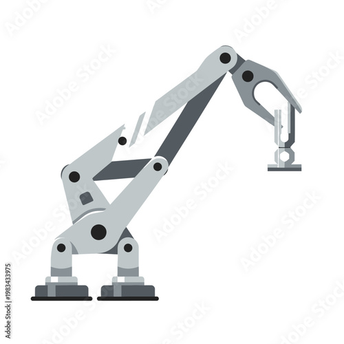 Industrial robotic arm with gripper, modern automation technology, factory production line