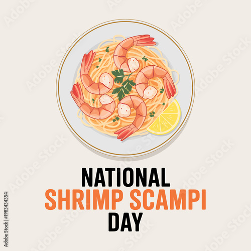 Shrimp scampi pasta with lemon and parsley on plate