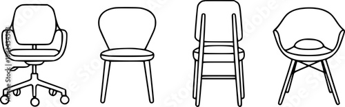 Collection of distinct chair line showcasing different styles and perspectives furniture