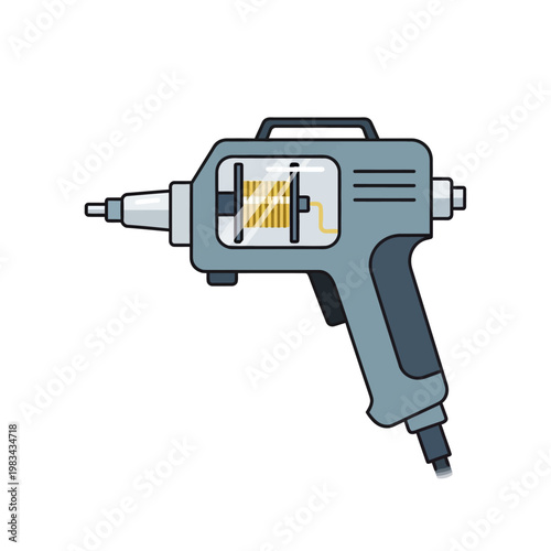 Soldering Iron Tool Illustration with Visible Heating Element and Wire Spool
