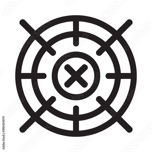Black and white target icon with concentric circles and crosshairs