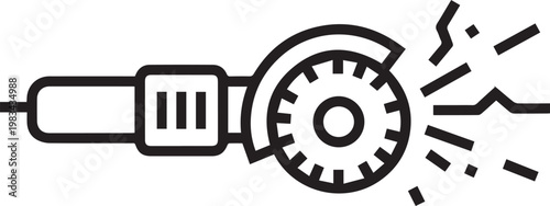 High-Performance Industrial Grinder Vector Icon with Dynamic Spark Emission Symbolizing Precision Machining, Manufacturing Automation, CNC Workflow Optimization, Metalworking Processes