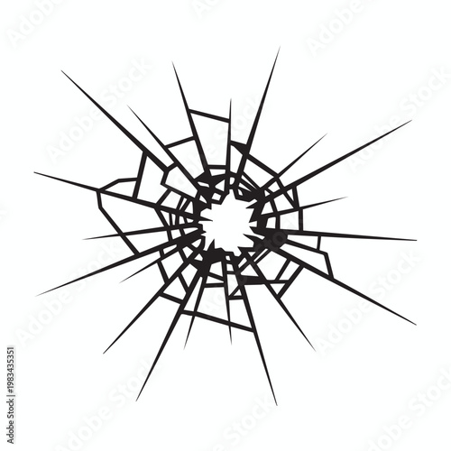 Abstract black crack pattern resembling shattered glass presented as a stark silhouette high quality professional detailed