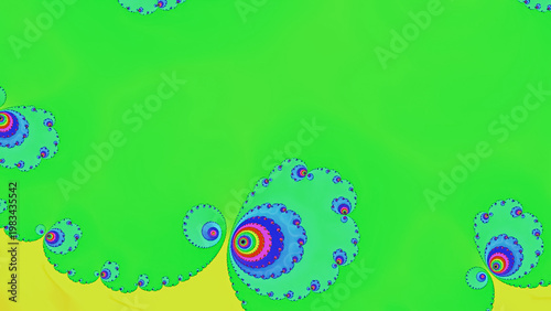 Foto Fractal art shows colorful patterns on a bright background with swirling shapes
