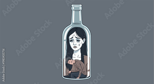 Sad people trapped in bottle