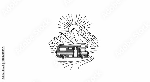 RV travels scenic mountain sunrise road trip