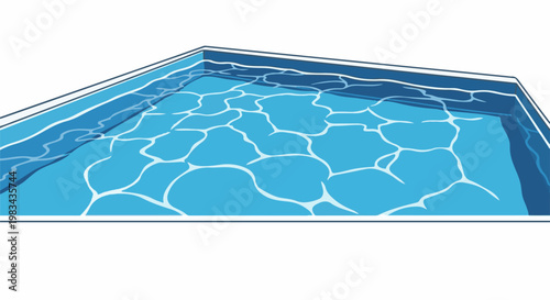 A bright blue swimming pool with rippling water and reflective highlights
