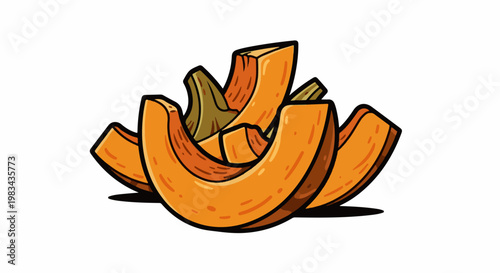 Sliced orange pieces forming a circular pile, detailed with shading
