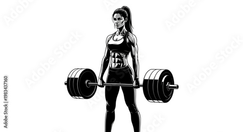 Woman performing a deadlift exercise with a barbell.