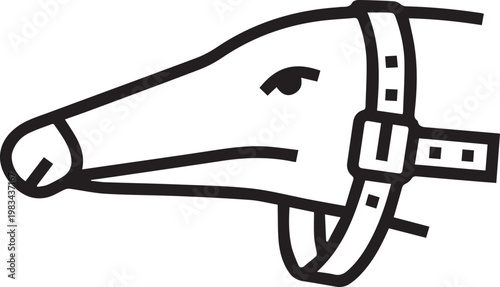 Premium Adjustable Exotic Mammal Snout Strap Design for Animal Care, Veterinary Gear, Wildlife Tracking, Pet Accessories & Professional Wildlife Research Applications – Minimalist Vector