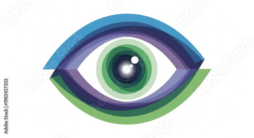Stylized Colorful Eye Illustration With Layered Rings.