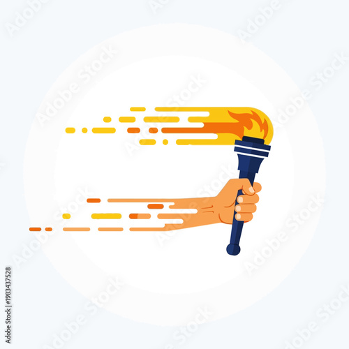 Hand Holding Flaming Torch with Motion Trails - Symbol of Victory, Progress, and Inspiration