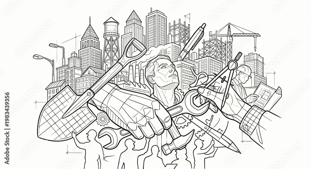 Fototapeta premium Global Workforce Appreciation – Creative May Theme Design