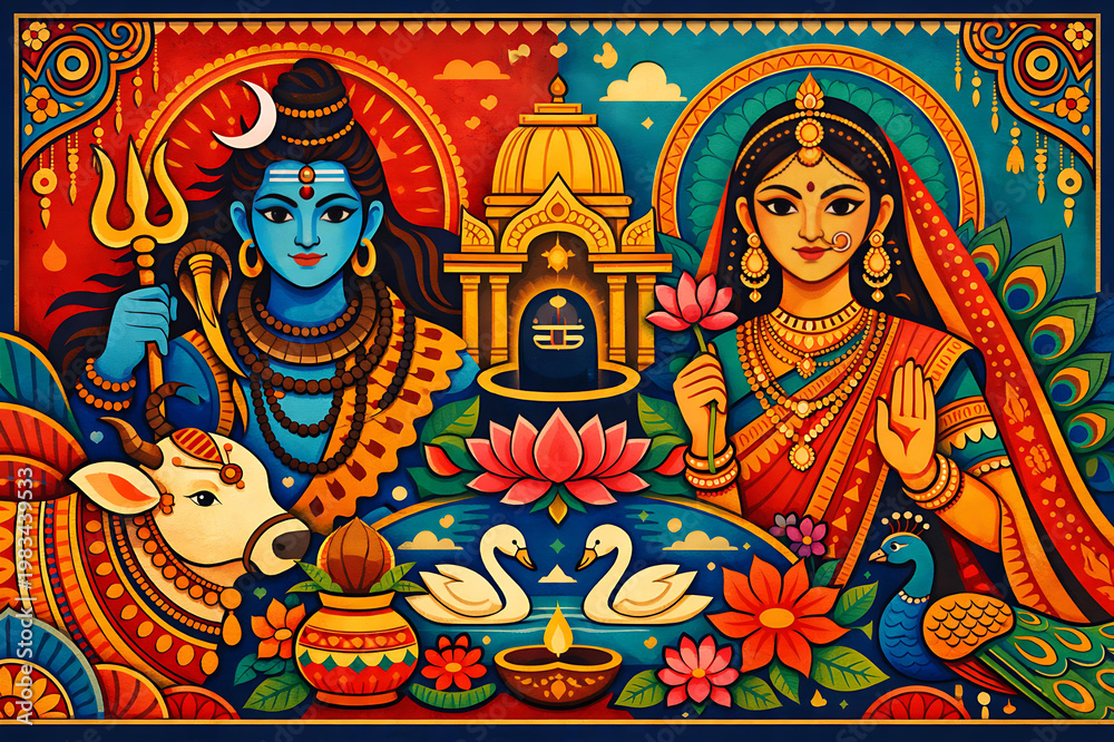 Fototapeta premium Indian women celebrating Vat Savitri Vrat, Vat Purnima (Pournima), Savitri Amavasya, Bargad Pooja, and the Banyan Tree Festival