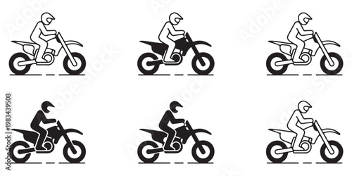 Motocross Rider on Dirt Bike in Dynamic Action Poses