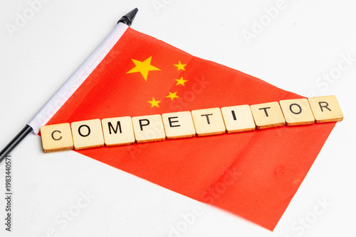 The flag of China with Competitor spelt across it