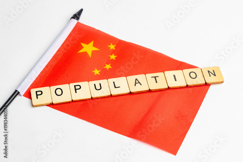 The flag of China with Population spelt across it