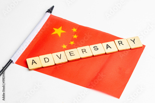 The flag of China with Adversary spelt across it